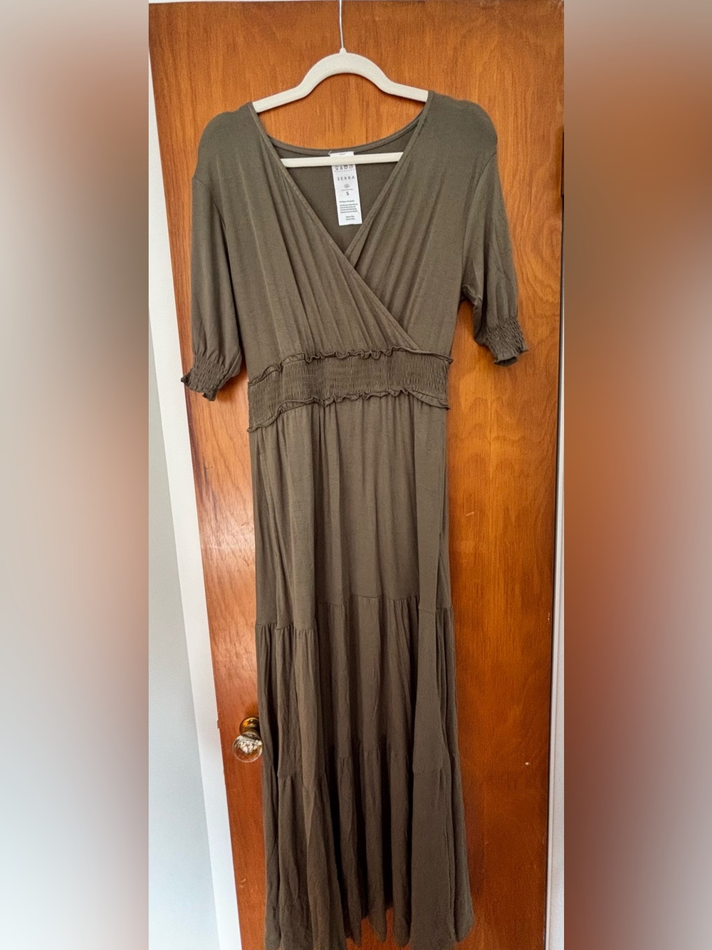 Serra Olive Green Wrap Maxi Dress